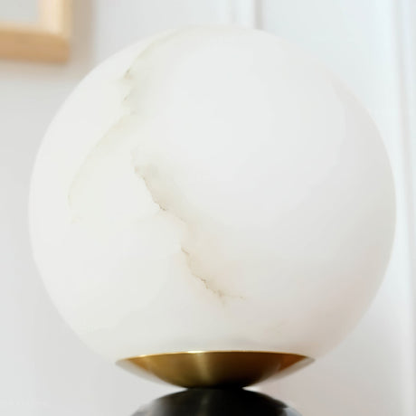 Modern Table Lamp  Alabaster Globe Black Marble Base - Product detail 8