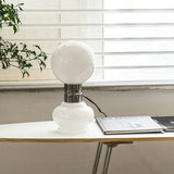 Modern Glass Table Lamp  White Globe Chrome Accent - Product example