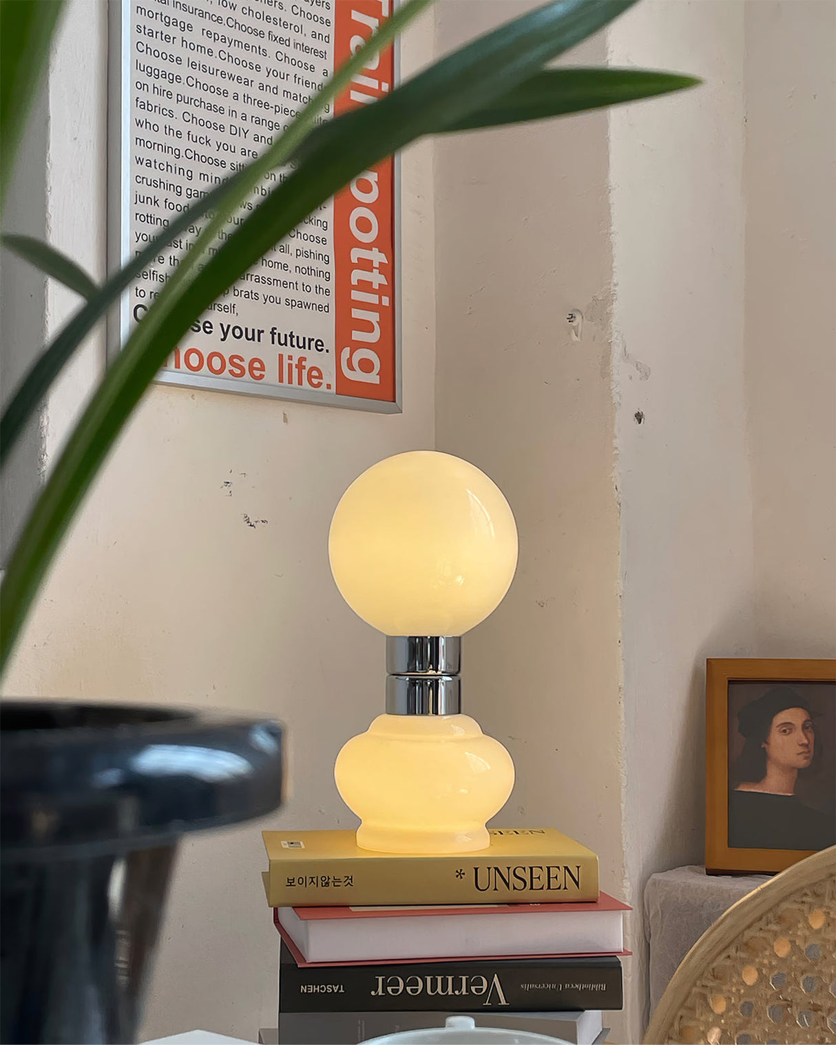 Modern Glass Table Lamp  White Globe Chrome Accent - Product detail 15