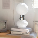 Modern Glass Table Lamp  White Globe Chrome Accent - Detailed view