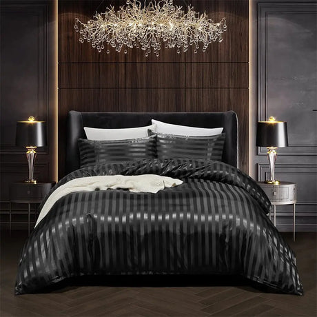 Luxury Satin Bedding Set  Striped Metallic Design - Product detail 4