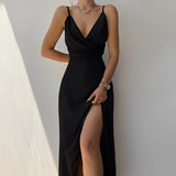 Elegant Evening Dress  Sage Green Fitted Gown With Side Slit - Product detail 14