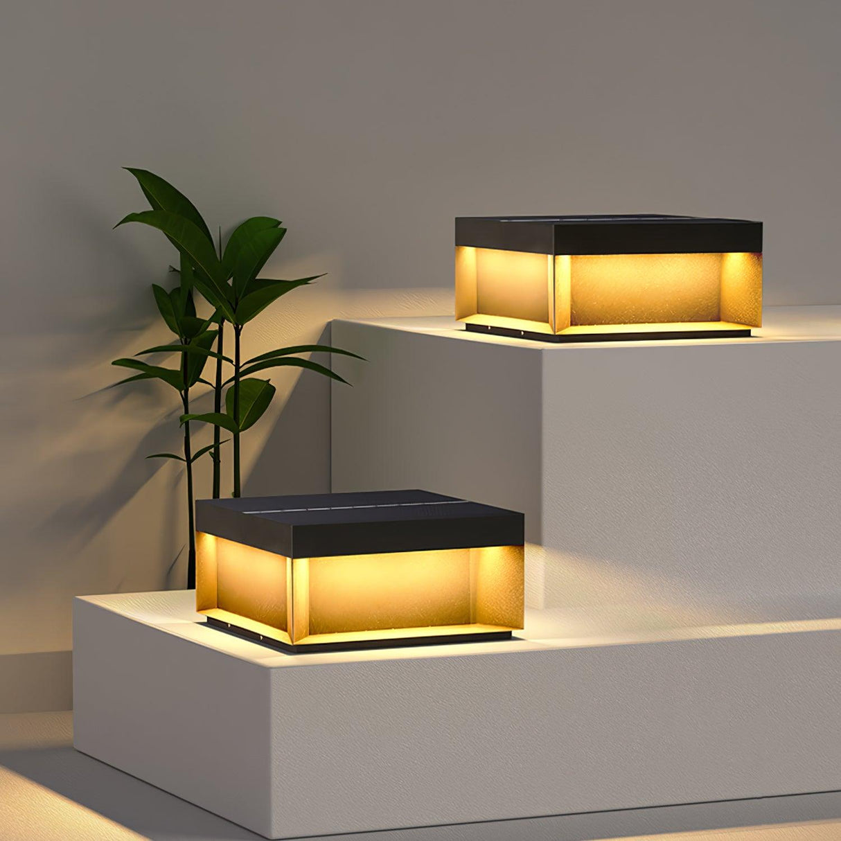 Modern Solar Garden Light  Black Acrylic LED Post Lamp - Product example