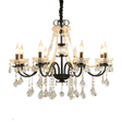 French Crystal Chandelier  Black Metal Frame With Crystal Droplets - Product showcase