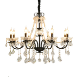 French Crystal Chandelier  Black Metal Frame With Crystal Droplets - Product showcase