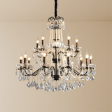 French Crystal Chandelier  Black Metal Frame With Crystal Droplets - Product detail 7