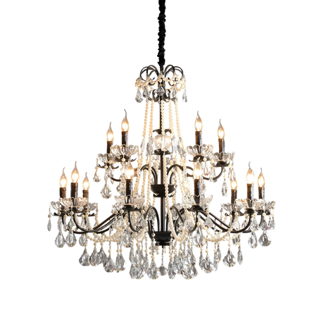 French Crystal Chandelier  Black Metal Frame With Crystal Droplets - Product detail 8