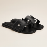 Classic H Slide Sandals  White Leather with Wooden Sole - Product detail 5
