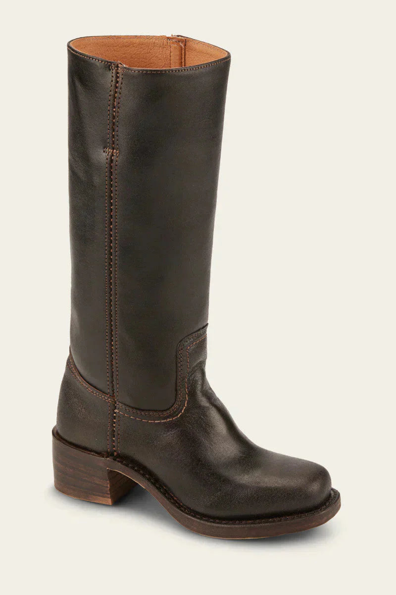 Classic Leather Riding Boots  Mid-Height Block Heel Design - Product detail 7
