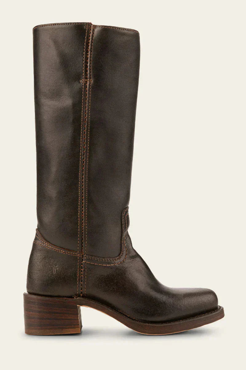 Classic Leather Riding Boots  Mid-Height Block Heel Design - Product detail 9