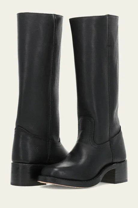Classic Leather Riding Boots  Mid-Height Block Heel Design - Product detail 10