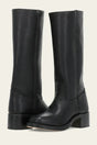 Classic Leather Riding Boots  Mid-Height Block Heel Design - Product detail 10