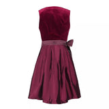 Velvet Dirndl Dress  Burgundy Bodice With Patterned Apron - Product example