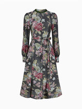 Vintage Floral Dirndl Dress  Black Traditional Bavarian Design With Sage Apron - Product detail 6