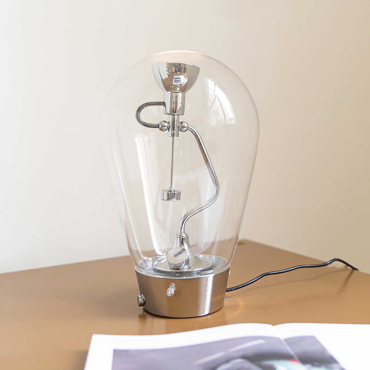 Modern LED Table Lamp  Clear Glass Dome Design - Detailed view