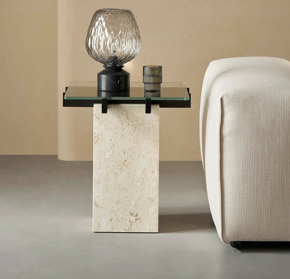 Modern Table Lamp  Quilted Glass Marble Base - Product detail 4