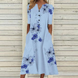 Butterfly Floral Midi Dress  White Cotton Blend With Purple Accents - Product detail 11