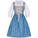 Traditional Dirndl Dress  Royal Blue Floral Embroidery With Lace Apron - Product example