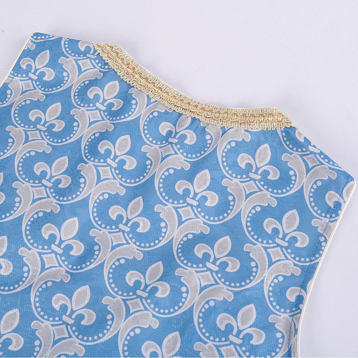 Traditional Dirndl Dress  Royal Blue Floral Embroidery With Lace Apron - Product detail 6