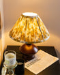 Mid Century Table Lamp  Wooden Base with Floral Shade - Product example