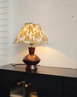 Mid Century Table Lamp  Wooden Base with Floral Shade - Product detail 10