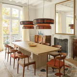 Nordic Glass Pendant Light  Retro Brown Drum Shade Design - Product showcase