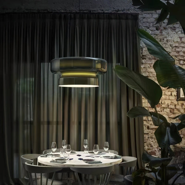 Nordic Glass Pendant Light  Retro Brown Drum Shade Design - Product detail 7
