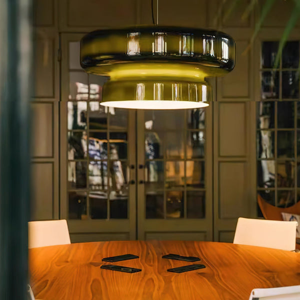 Nordic Glass Pendant Light  Retro Brown Drum Shade Design - Product detail 8