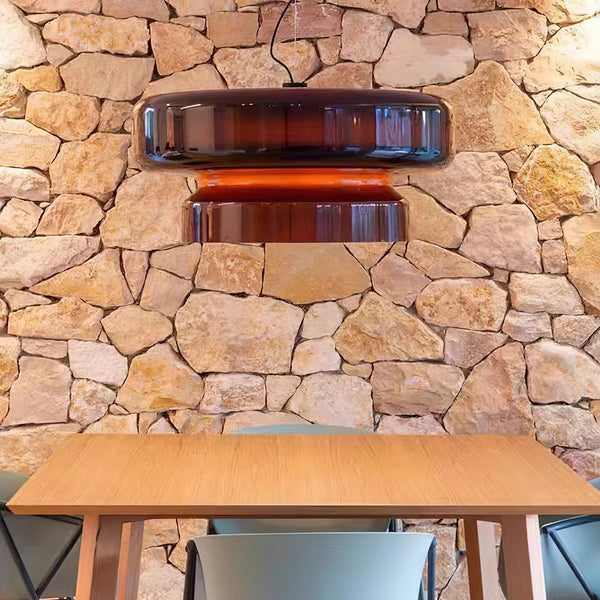 Nordic Glass Pendant Light  Retro Brown Drum Shade Design - Product detail 10