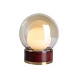 Modern Glass Table Lamp  Walnut Base with Amber Shade - Product detail 29
