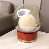 Modern Glass Table Lamp  Walnut Base with Amber Shade - Product detail 21