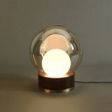 Modern Glass Table Lamp  Walnut Base with Amber Shade - Product detail 24