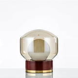Modern Glass Table Lamp  Walnut Base with Amber Shade - Product detail 25