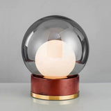 Modern Glass Table Lamp  Walnut Base with Amber Shade - Product detail 32