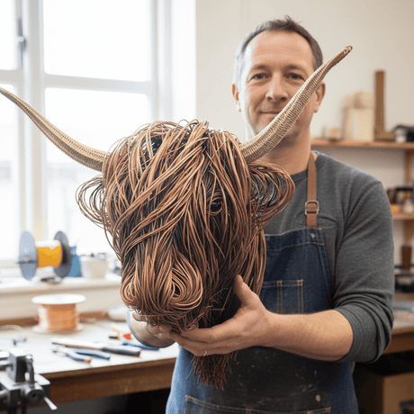 Highland Cow Wall Sculpture  Rustic Brown Rope Design - Product detail 8