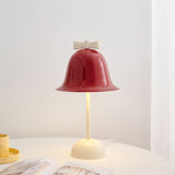 Bell Table Lamp  Red Metal Shade With Bow Detail - Detailed view