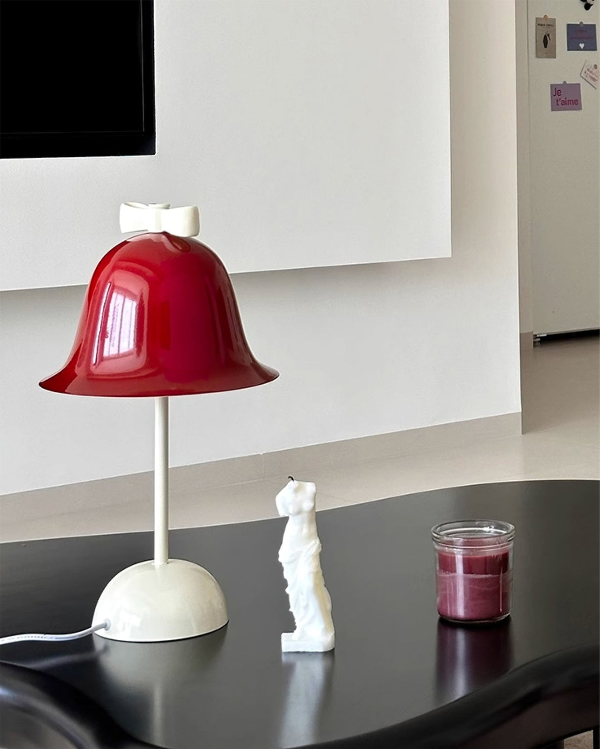 Bell Table Lamp  Red Metal Shade With Bow Detail - Product detail 8