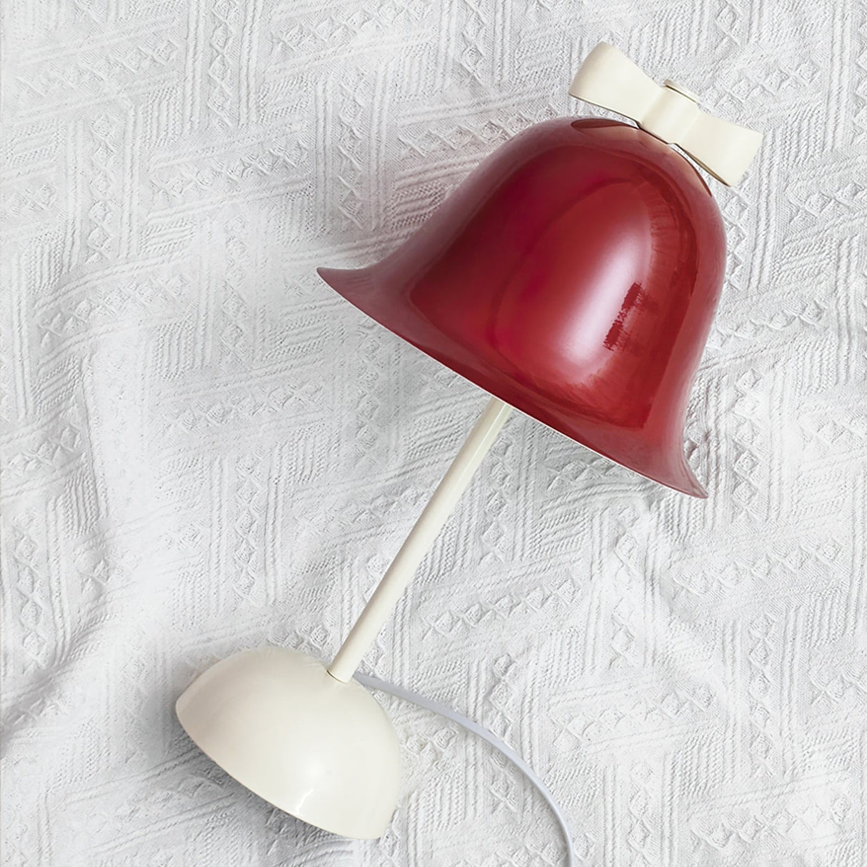 Bell Table Lamp  Red Metal Shade With Bow Detail - Product detail 6