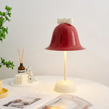 Bell Table Lamp  Red Metal Shade With Bow Detail - Product example