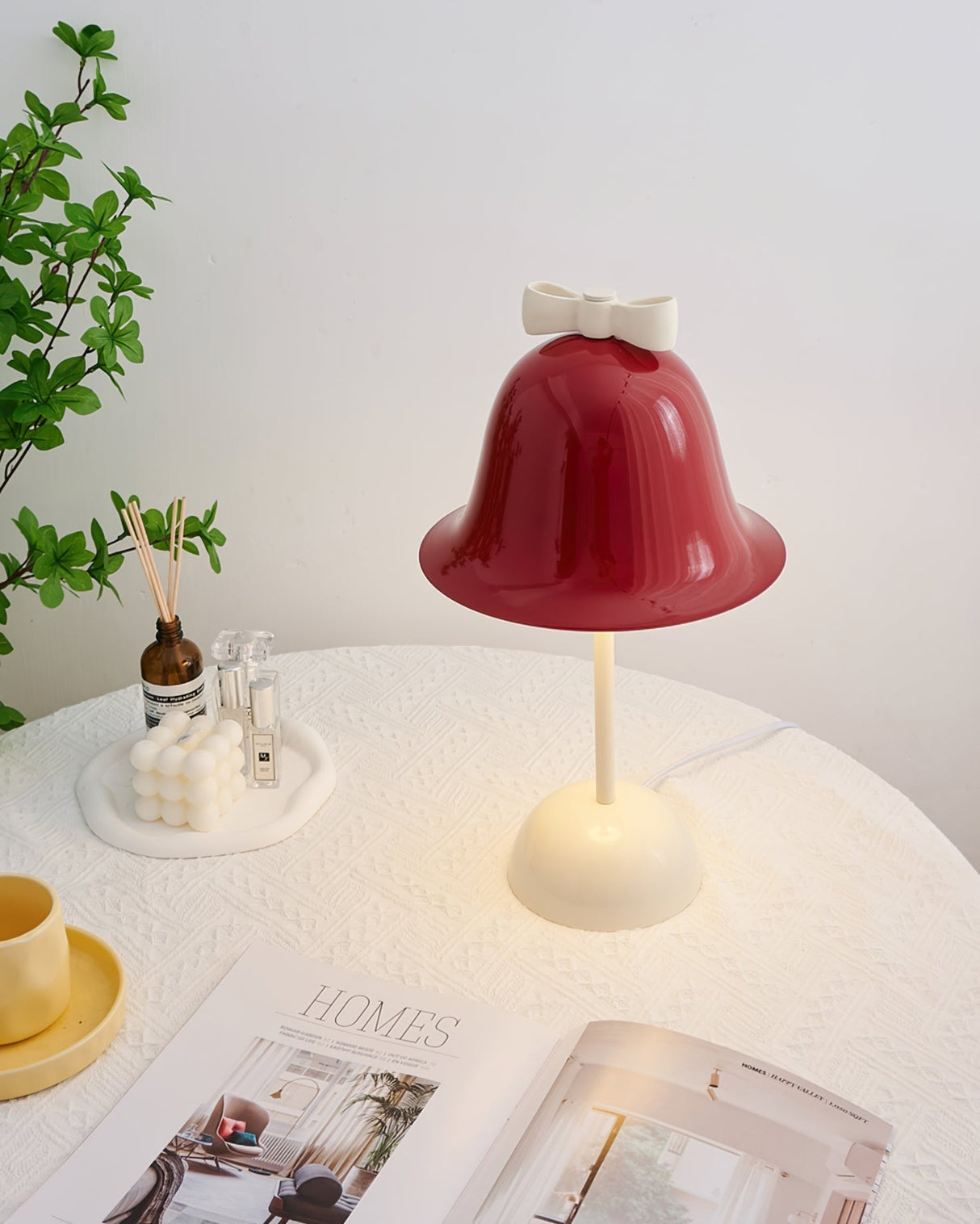 Bell Table Lamp  Red Metal Shade With Bow Detail - Product detail 9