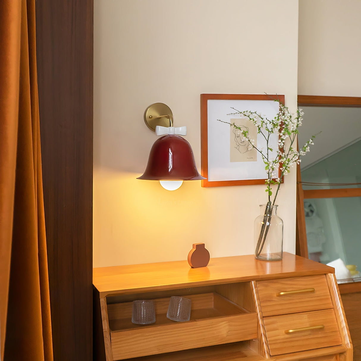 Bell Wall Light  Modern Scandinavian Design With Bow Accent - Detailed view