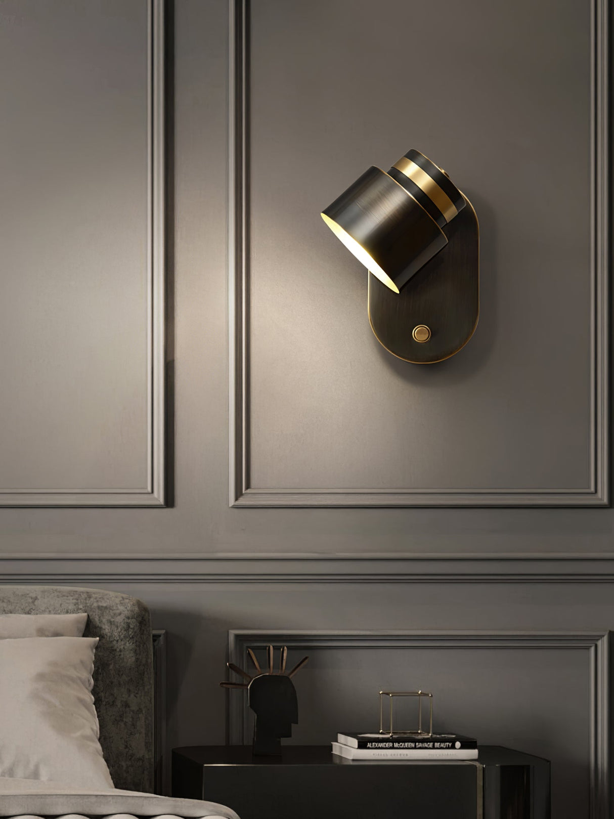 Modern Wall Sconce  Black Aluminum With Gold Trim - Product detail 6