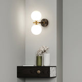 Modern Dual Globe Wall Light  Brass Finish Sconce - Detailed view