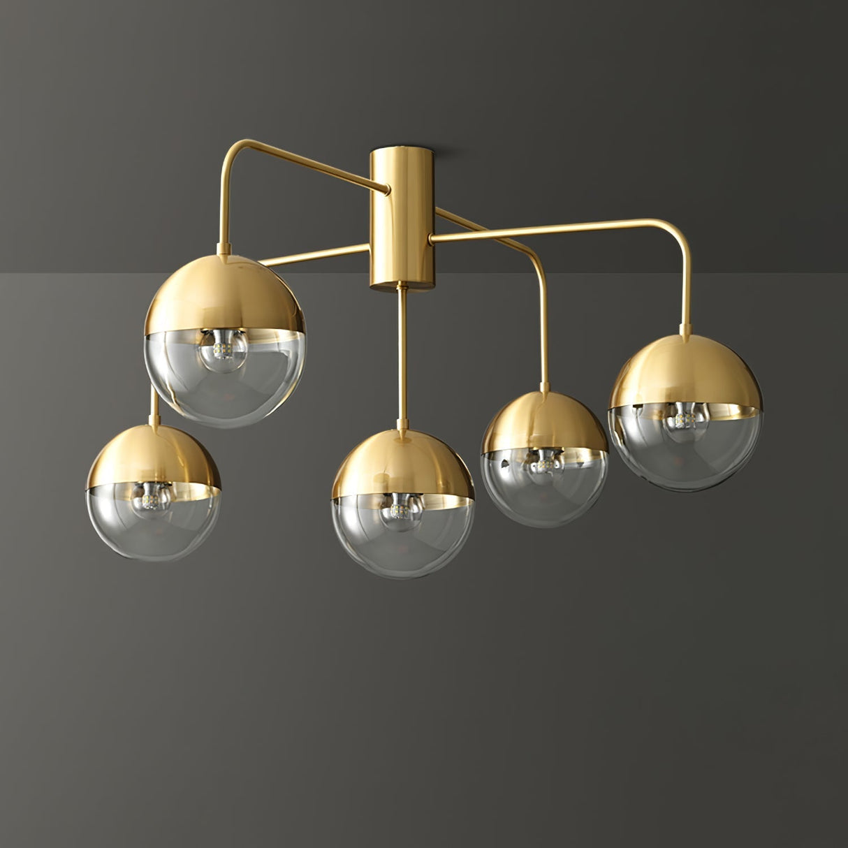 Modern Glass Globe Ceiling Light  Brass Triple Sphere Design - Product detail 19