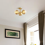 Modern Glass Globe Ceiling Light  Brass Triple Sphere Design - Product detail 14