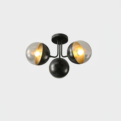 Modern Glass Globe Ceiling Light  Brass Triple Sphere Design - Product detail 25