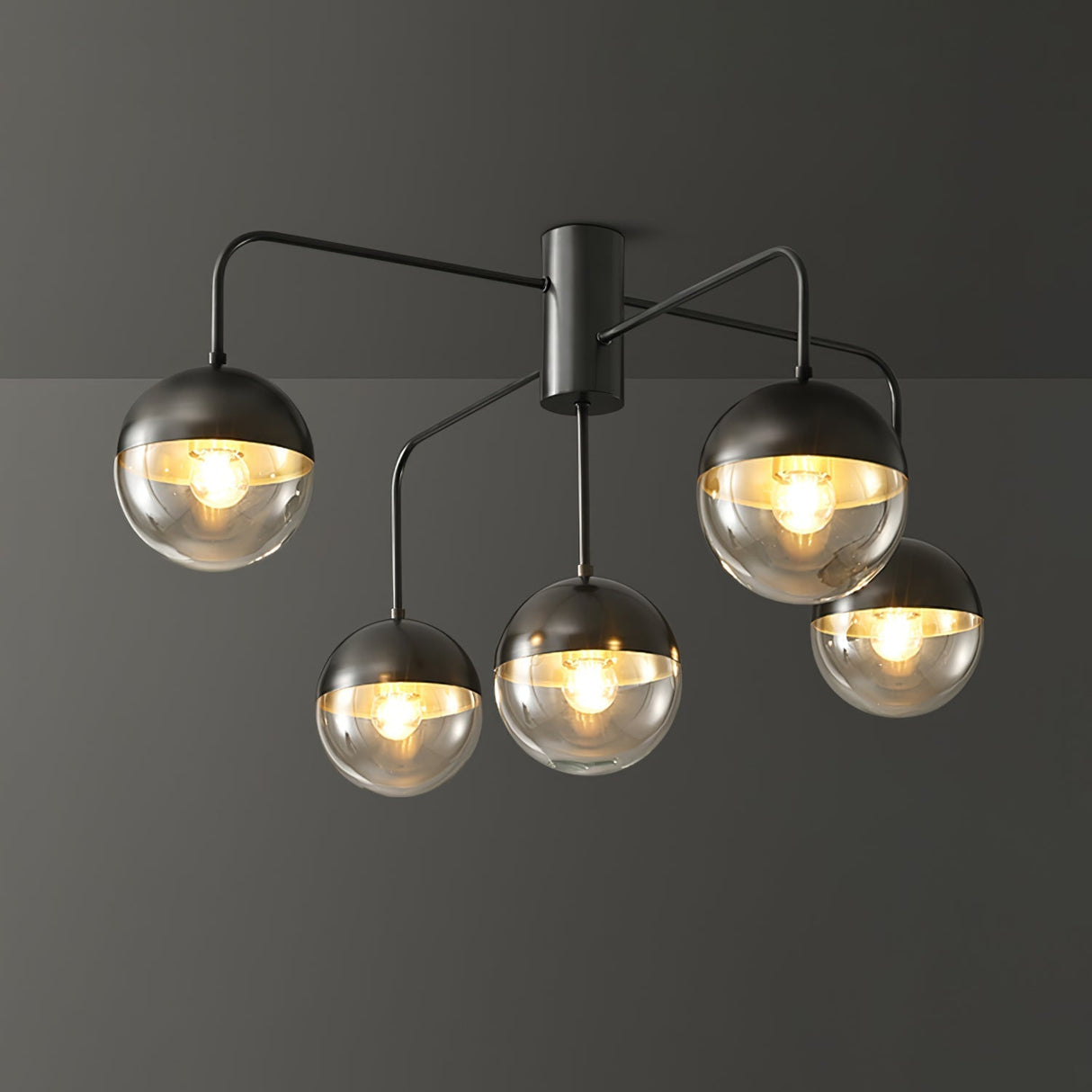 Modern Glass Globe Ceiling Light  Brass Triple Sphere Design - Product detail 20