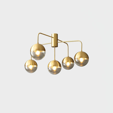 Modern Glass Globe Ceiling Light  Brass Triple Sphere Design - Product detail 26