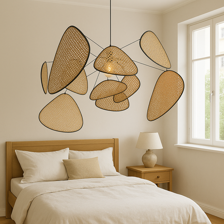 Modern Rattan Pendant Light  Natural Woven Panels Design - Product showcase