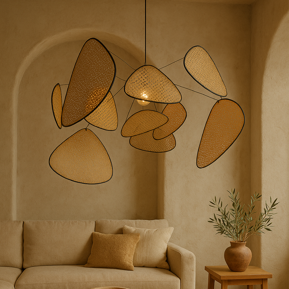 Modern Rattan Pendant Light  Natural Woven Panels Design - Product detail 4